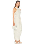 Blifanbo Pleated Elegant O Neck Maxi Dress For Women Off-shoulder Fashion Slim Fit Sleeveless Patchwork Sexy Club Party Dress