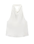 MUJER 2025 Halter Tops for Women Black Satin Backless Top Female Pink Summer Beach Top Woman off Shoulder Camisole Top Women