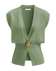 Button-Detail V-Neck Sweater Vest