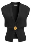 Button-Detail V-Neck Sweater Vest