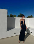 Nina - Elegant Deep V Neck Maxi Dress