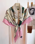 2024 Women Winter Wool Scarves Wraps Carriage Printed Large Square Wool Blanket Scarfs Shawl 130x130CM