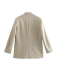 TRZA Women Fashion Double Breasted Loose Fitting Blazer Coat Vintage Long Sleeve Pockets Female Outerwear Chic Veste Femme
