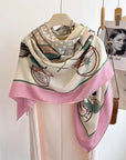 2024 Women Winter Wool Scarves Wraps Carriage Printed Large Square Wool Blanket Scarfs Shawl 130x130CM