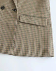 TRZA Women Fashion Double Breasted Plaid Blazer Coat Vintage Long Sleeve Flap Pockets Female Outerwear Chic Vestes Femme