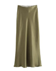 MUJER Woman 2025 Satin Skirt Women High Waist Long Skirts For Women Summer Black Midi Skirt Woman Office Elegant Women's Skirts
