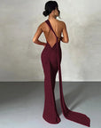 Hugcitar One Shoulder Backless Adjustable Scarf Loop Ruched Sexy Maxi Dress Women Elegant Y2K Streetwear Festival Outfit