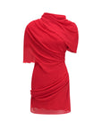 Clarabelle red draped mini dress