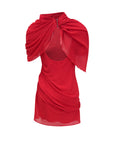 Clarabelle red draped mini dress