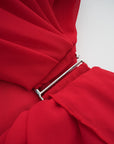 Clarabelle red draped mini dress