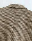TRZA Women Fashion Double Breasted Plaid Blazer Coat Vintage Long Sleeve Flap Pockets Female Outerwear Chic Vestes Femme