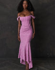 Mozision Off-shoulder Backless Sexy Evening Dress For Women Purple Sleeveless Strapless Ruched Bodycon Club Party Dress