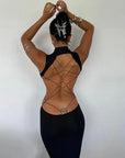 Cryptographic Sexy Backless Bandage Butterfly Detail Long Dress Club Party Summer Sleeveless Maxi Dresse Elegant Outfits Robe