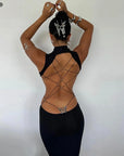 Cryptographic Sexy Backless Bandage Butterfly Detail Long Dress Club Party Summer Sleeveless Maxi Dresse Elegant Outfits Robe