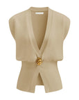 Button-Detail V-Neck Sweater Vest