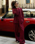 Bornladies Cotton Casual Pants Sets Women's Solid Color Cozy Lapel Long Sleeve Shirt Summer Outfit Elastic Waist Pants Suits