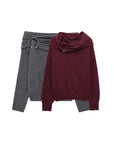 TRZA Off-the-Shoulder Knit Sweater for Women with Metal Ring Straight Neck Long Sleeve Chic Pullover Top Fashionable Female Wear