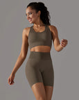 Women Yoga Set Bra Shorts Set Seamless Fitness Tracksuit Gym Sportswear Running Shorts Sports Set Workout Shockproof Vest Outfit