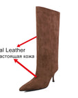 JOZHAMTA Size 34-40 Women Real Leather Knee High Boots Sexy Thin High Heels Shoes For Winter Boots Office Lady Dress Long Boots