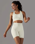 Women Yoga Set Bra Shorts Set Seamless Fitness Tracksuit Gym Sportswear Running Shorts Sports Set Workout Shockproof Vest Outfit