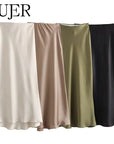MUJER Woman 2025 Satin Skirt Women High Waist Long Skirts For Women Summer Black Midi Skirt Woman Office Elegant Women's Skirts