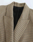 TRZA Women Fashion Double Breasted Plaid Blazer Coat Vintage Long Sleeve Flap Pockets Female Outerwear Chic Vestes Femme