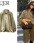MUJER Ruched Bomber Jackets for Women Puffy Oversized Jacket Woman Summer Coats Demi-season Jacket for Women New in Outerwears