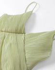 Pleated Perspective Halter Dress V-Neck Hanging Neck Sexy Backless Suspender Robes Loose Vacation Beach Women Long Dresses New