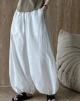 Oversized Bloomers 2025 New Summer Elegant Fashion Women Lantern Pants Casual Loose Breathable Cotton Wide Leg Pants