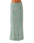 Summer Women Y2K Sequin Long Skirt Sparkle Pearl Embellished Maxi High Waist Glitter Rhinestone Midi Skirt Going Out Clubwear