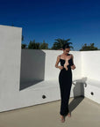 Nina - Elegant Deep V Neck Maxi Dress