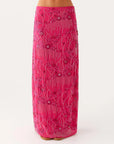 Summer Women Y2K Sequin Long Skirt Sparkle Pearl Embellished Maxi High Waist Glitter Rhinestone Midi Skirt Going Out Clubwear