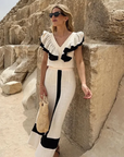 MELISSA™ - ELEGANTE MIDIJURK IN PATCHWORK MET VOLANTS EN HOGE TAILLE