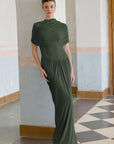 Catherine asymmetrical pleated maxi dress in Green