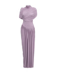 Catherine asymmetrical pleated maxi dress in Purple