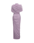 Catherine asymmetrical pleated maxi dress in Purple