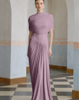 Catherine asymmetrical pleated maxi dress in Purple
