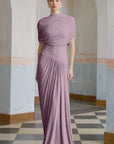 Catherine asymmetrical pleated maxi dress in Purple