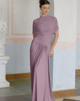 Catherine asymmetrical pleated maxi dress in Purple