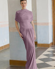 Catherine asymmetrical pleated maxi dress in Purple