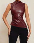 Sculpted Faux Leather Sleeveless Top