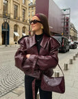 Pat Faux Leather Aviator Jacket