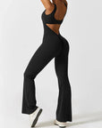 V-Back Flared Jumpsuit Black