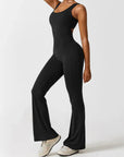 V-Back Flared Jumpsuit Black