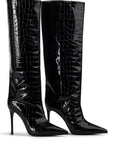 Camille | Croco-Leren Laarzen met Stiletto-Hak