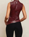Sculpted Faux Leather Sleeveless Top