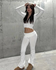 Zip-Up Knit Hoodie and Jogger Set