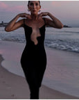Nina - Elegant Deep V Neck Maxi Dress