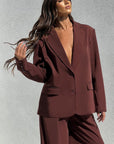 Jenna Oversized Suit Jacket - Brown
