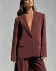 Jenna Oversized Suit Jacket - Brown